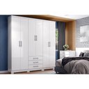 Ver imagem 1 de Guarda Roupa Casal 6 Portas e 3 Gavetas C/ Pés Caju Da136 Branco - Henn