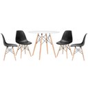 Ver imagem 1 de Conjunto de Mesa Redonda Eames 90cm Branco + 4 Cadeiras Eiffel Dsw Preto