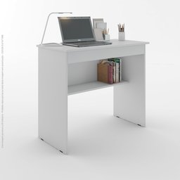 Escrivaninha para Quarto Pequena com Prateleira e Gaveta Vitoria - Branco - 5