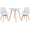 Ver imagem 1 de Conjunto Mesa Jantar Leda 80cm Branca + 2 Cadeiras Leda - Brancas