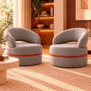 Ver imagem 1 de Kit 2 Poltronas Decorativa Sala de Estar Luna Linho M6 - Monari Design Cor:Cinza