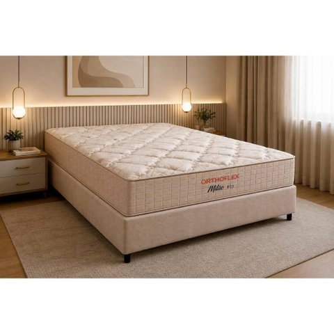 Cama Box Crc Casal +Colchão D33 Milão Orthoflex 138x188x26