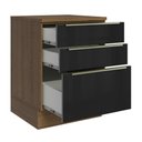 Ver imagem 4 de Balcão 60 cm 3 Gavetas Rustic/Preto Lux Madesa