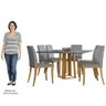 Mesa de Jantar Trevisan 135cm Cinza com 6 Cadeiras Vicky N02 Ypê/Linho Cinza - Mpozenato - 6