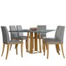 Mesa de Jantar Trevisan 135cm Cinza com 6 Cadeiras Vicky N02 Ypê/Linho Cinza - Mpozenato - 1