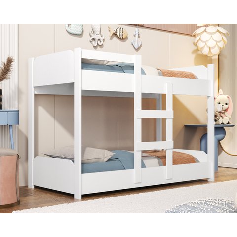 Beliche Infantil com Escada e Grade Reforçada Segura 100%MDF:‎ Branco
