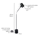 Ver imagem 3 de Luminária de Piso Abajur Chão Articulada Nelle Preto