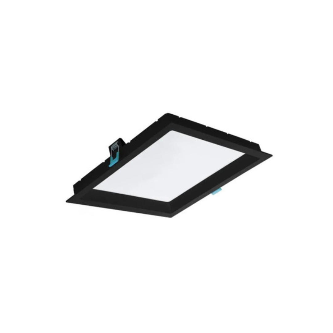 Painel Plafon Embutir Quadrado Led 18w Bivolt Bco / Pto Opus - Preto - Bco Quente 3000k