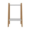 Ver imagem 3 de Mesa de Cabeceira Cama Isabella para Quarto 1 Tampo Amplo e 1 Nicho Pés Madeira Branco / Madeira