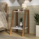 Ver imagem 2 de Mesa de Cabeceira Cama Isabella para Quarto 1 Tampo Amplo e 1 Nicho Pés Madeira Branco / Madeira
