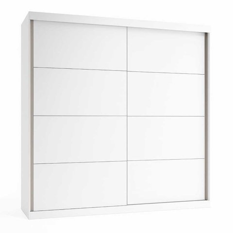 Guarda Roupa em Mdf 219cm 2 Portas de Correr 8 Prateleiras Branco 9607