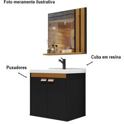 Conjunto para Banheiro Patricia Completo Cuba e Espelho Cor Preto / Nature - Comprar Móveis em Casa - 3