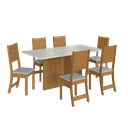 Ver imagem 2 de CONJUNTO DE SALA DE JANTAR PREDILLETA ATENAS 170 CM COM 6 CADEIRAS FREIJÓ/OFF-WHITE ASSENTO LINHO