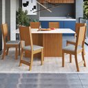 Ver imagem 1 de CONJUNTO DE SALA DE JANTAR PREDILLETA ATENAS 170 CM COM 6 CADEIRAS FREIJÓ/OFF-WHITE ASSENTO LINHO