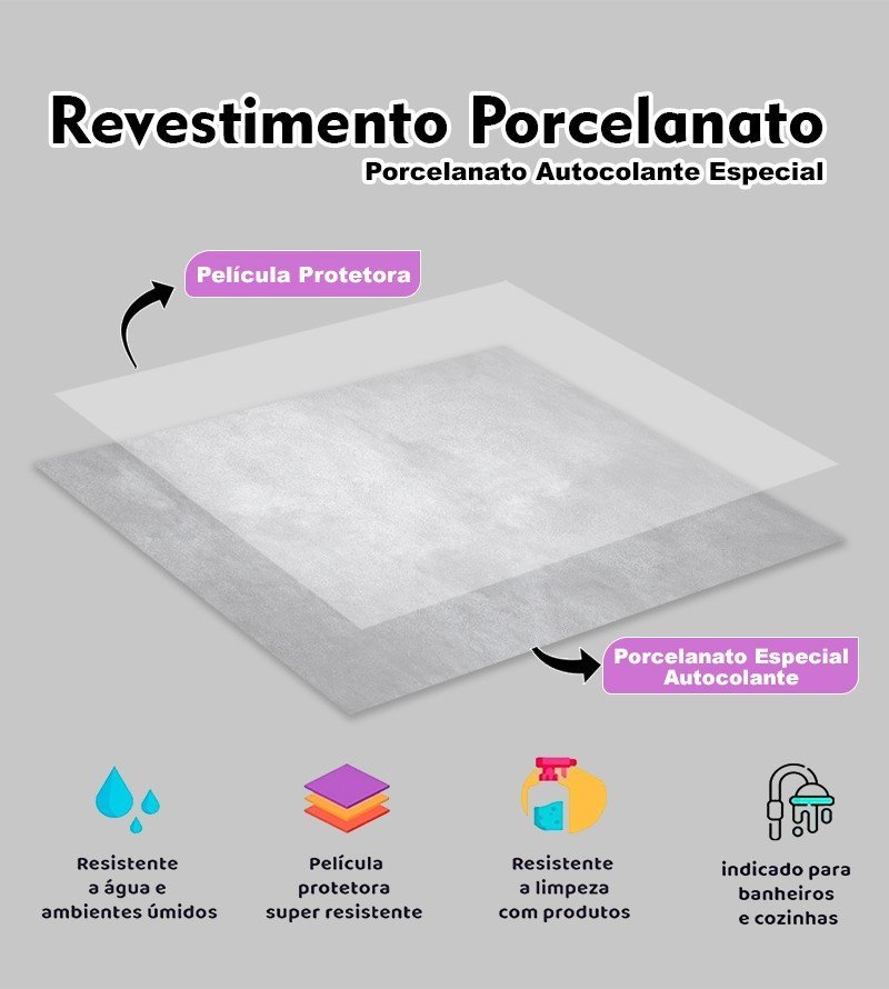 10 Placas Revestimento Porcelanato Concreto Laminado 25x25cm - 2