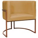Ver imagem 1 de Poltrona Decorativa Recepção Luna Suede Cores Base de Ferro Bronze - Mostarda, Suede