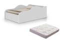Ver imagem 1 de Cama Carro Branco Juvenil Infantil com Proteção Lateral de Mdf + Colchão D18