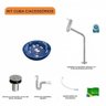 Kit Cuba R30 com Torneira Link 1062 Metal e Válvula Click 1 Polegada B e Sifão Pvc e Flexível Compac - 3