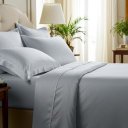 Ver imagem 1 de Jogo de Lençol Queen 4 Peças 400 Fios Algodão Bella Enxovais Cinza