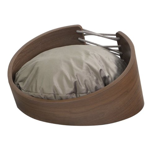 Cama Pet Pequeno Porte Cor Nogueira Hera Veludo Claro