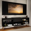 Ver imagem 3 de Rack com Painel para TV Até 60 Polegadas Milão 1 Porta 2 Prateleiras Preto - Panorama Móveis