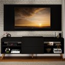 Ver imagem 4 de Rack com Painel para TV Até 60 Polegadas Milão 1 Porta 2 Prateleiras Preto - Panorama Móveis