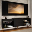 Ver imagem 1 de Rack com Painel para TV Até 60 Polegadas Milão 1 Porta 2 Prateleiras Preto - Panorama Móveis