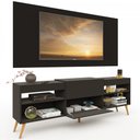 Ver imagem 6 de Rack com Painel para TV Até 60 Polegadas Milão 1 Porta 2 Prateleiras Preto - Panorama Móveis