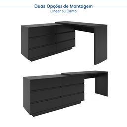 Mesa para Escritório Diretor em L 6 Gavetas Oring Cabecasa - 3