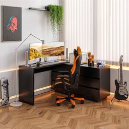 Mesa para Escritório Diretor em L 6 Gavetas Oring Yescasa - 8