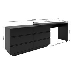 Mesa para Escritório Diretor em L 6 Gavetas Oring Yescasa - 3