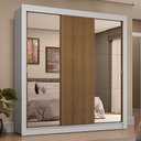 Ver imagem 1 de Guarda-roupa Casal 3 Portas de Correr com Espelhos 4 Gavetas Branco/rustic Sublime Plus Madesa