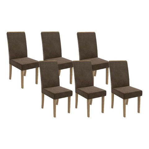 Cadeira Sala de Jantar 2cad142ng Kit 6 Un Nogueira/veludo Marrom A033 - Kappesberg