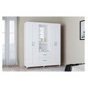 Ver imagem 7 de Cômoda 867 4 Gavetas com Guarda Roupa Solteiro Córdoba 4 Portas Branco Brilho - Poquema