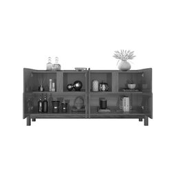 Buffet Agnes Azul Cobalto Cedro 4 Portas com Detalhe Curvo - 3