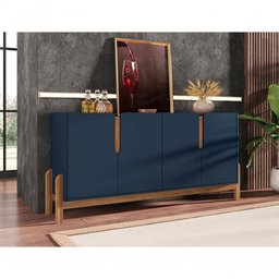 Buffet Agnes Azul Cobalto Cedro 4 Portas com Detalhe Curvo - 2