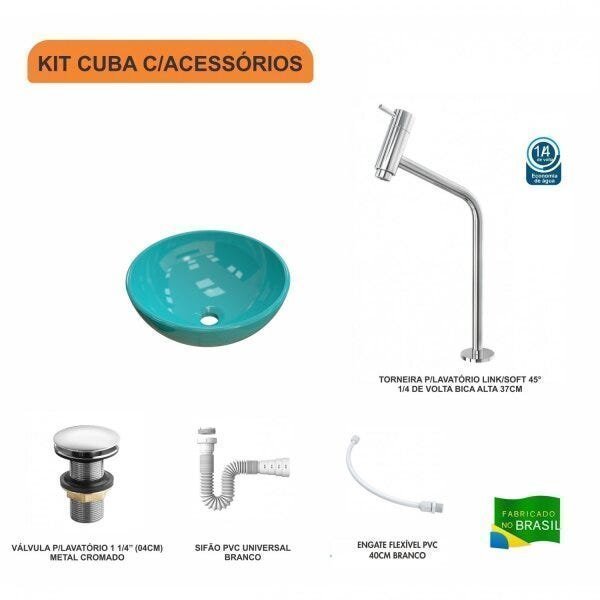 Kit Cuba R30 com Torneira Link 1062 Metal e Válvula Click 1 Polegada e Meia e Sifão Pvc e Flexível C - 3