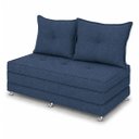 Ver imagem 3 de Puff Cama Dobravel Casal 130cm com Rodizios e Almofadas Cor: Linho Azul