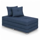 Ver imagem 2 de Puff Cama Dobravel Casal 130cm com Rodizios e Almofadas Cor: Linho Azul