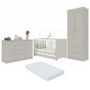 Ver imagem 2 de Quarto de Bebê Completo com Berço Americano 3 em 1 Colchão Incluso Encanto Multimóveis MP4609 -
