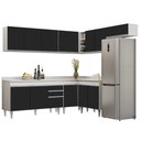 Ver imagem 1 de Armário de Cozinha Modulado de Canto 7 Peças Cp23 Balcão com Tampo Branco/preto - Lumil Lumil Móveis
