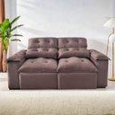 Ver imagem 1 de Sofá Retrátil e Reclinável 1,5m em Tecido Veludão Cinza C/pillow Nos Braços - Montagem Inclusa:marro
