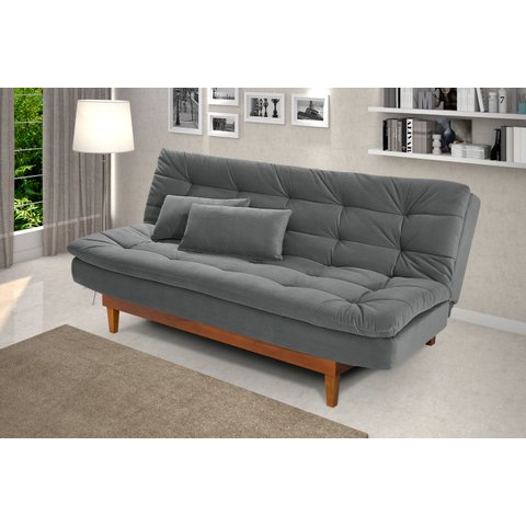 Sofá Cama Dubai Madero Reclinável 3 Lugares Suede Cinza 380 Império
