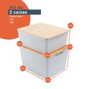Ver imagem 2 de Kit 2 caixas organizadoras tampa bambu 12l/18l branco– Oikos