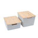 Ver mais imagens de Kit 2 caixas organizadoras tampa bambu 12l/18l branco– Oikos