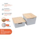 Ver imagem 3 de Kit 2 caixas organizadoras tampa bambu 12l/18l branco– Oikos