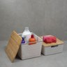 Kit 2 caixas organizadoras tampa bambu 12l/18l branco– Oikos - 6