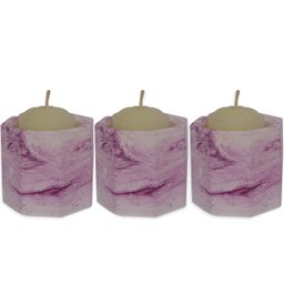 Kit 3 Porta Vaso e Velas Octógono Decoração Roxo - 2