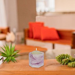 Kit 3 Porta Vaso e Velas Octógono Decoração Roxo - 5