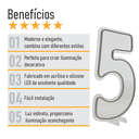 Ver mais imagens de Painel Luminoso Letreiro Criativo Número 5 - Neon Led Branco